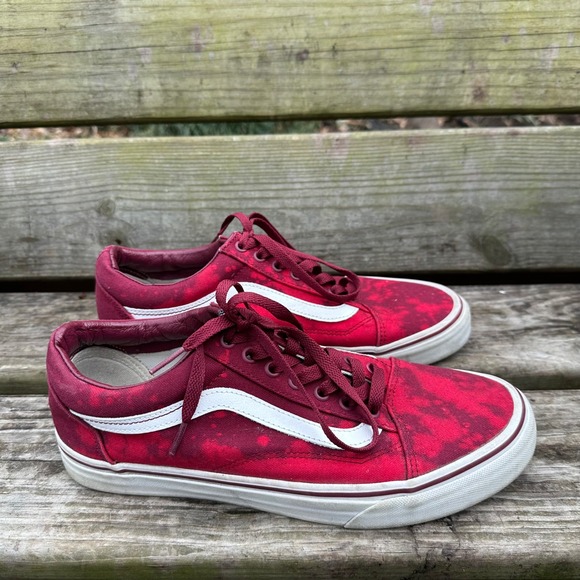 Vans Other - Vans Old Skool Tie Dye Red White Canvas Lace Up Skate Shoes Sneakers Men's Sz 10